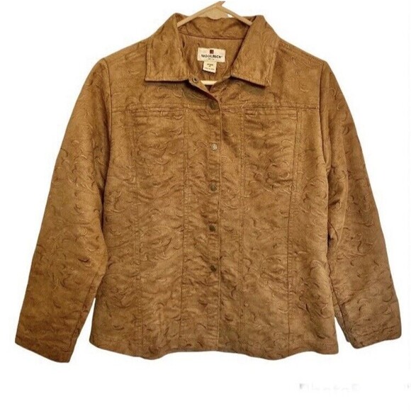 WOOLRICH Shacket Shirt Embroidered Faux suede Jacket Medium - Picture 4 of 14